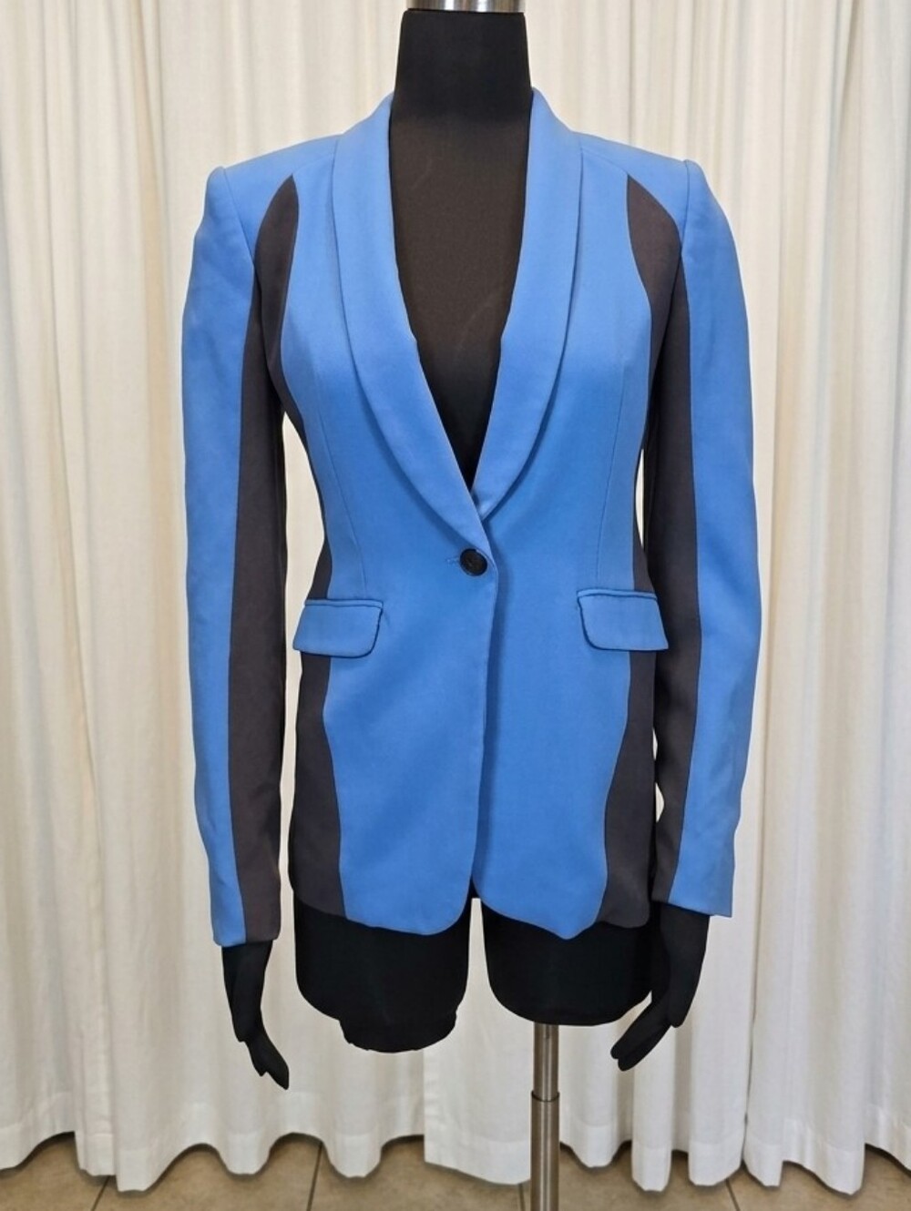 rag & bone Jefferson Blue and Black Colorblock Single-Button Blazer